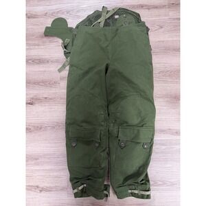 Vintage Swedish Military Cold Weather Motorcycle Bibs 70's Lined Green EU 52  XL